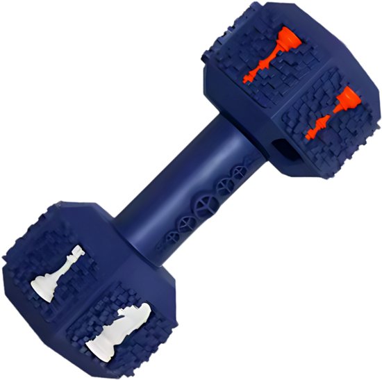 HappyPaws – Arnold de Dumbbell – Sterk Kauwspeeltje – Interactief Hondenspeelgoed – Apporteerbaar voor Grote Honden