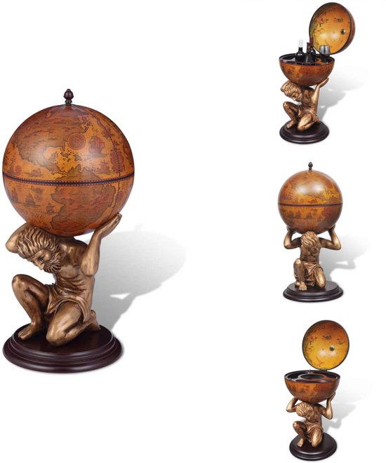 VIDAXL BAR GLOBE TERRESTRE/ARMOIRE À VIN ATLAS 42X42X85 CM PORTE-BOUTEILLES 241958