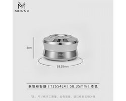 MUVNA - Tritan - Prachtige High End Chrome Espresso Distributor 58,35mm - Espresso koffie Verdeler - Selfdumping - Distributietool - RVS - LET OP! Voor grote filterbakjes van 58mm