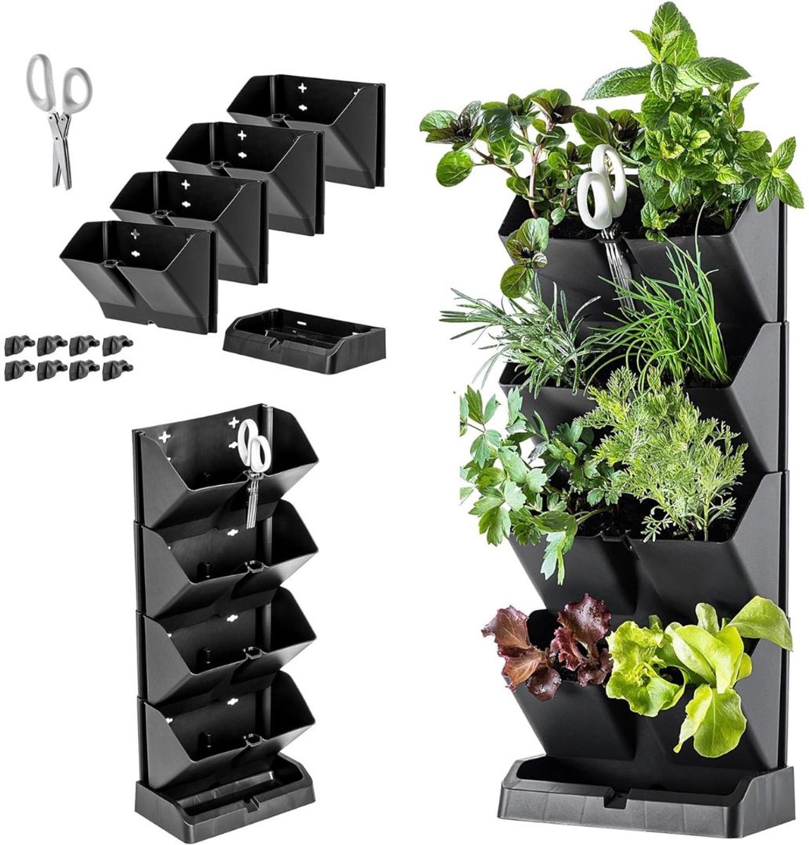 Zylo® Verticale Tuin met Watersysteem - Verticale Moestuin - Watersysteem - Antraciet - 12cm x 19cm x 48cm