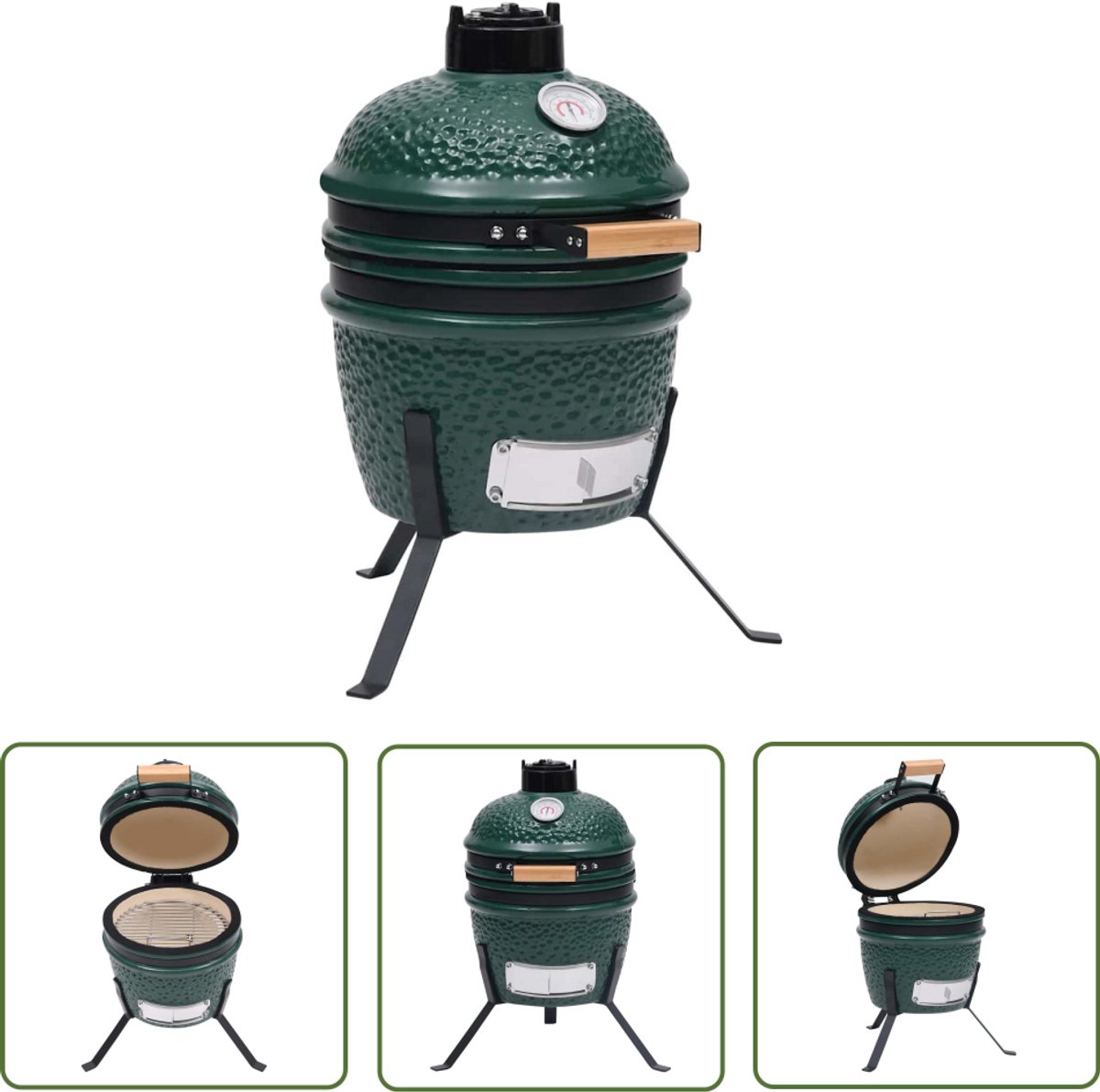 The Living Store Kamado barbecue 56 cm keramiek groen - Barbecue