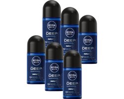 NIVEA MEN Deep Anti-Transpirant Deo Roller Dark Wood - 72 uur Bescherming - Deodorant - 6 x 50ml - Voordeelverpakking