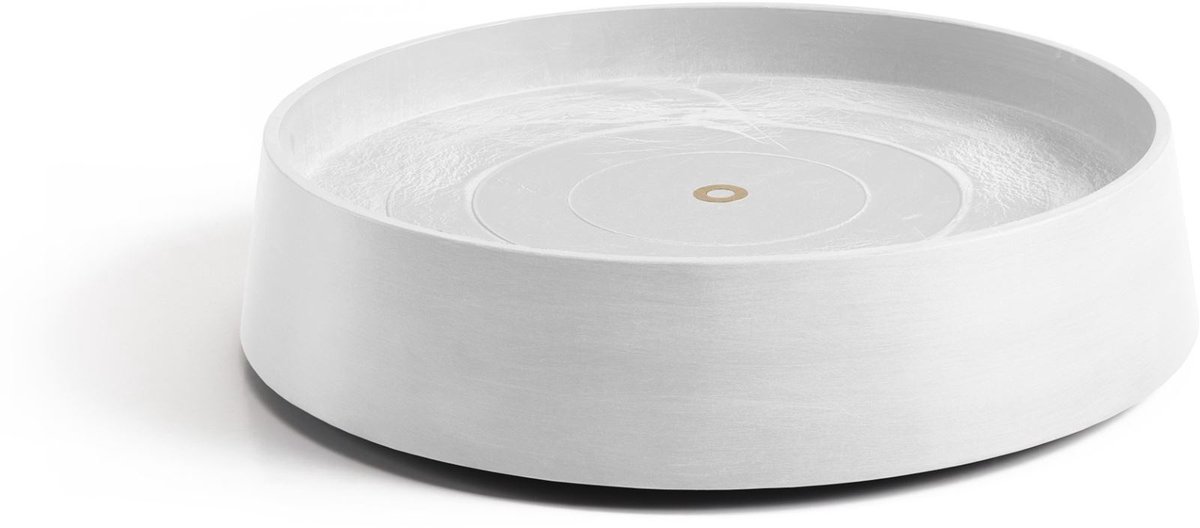 Ecopots Saucer Wheels Oslo - Pure White - Ø41 x H9,5 cm - Ronde witte onderschotel op wielen met waterreservoir