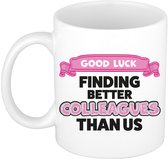 Tasse à café/thé cadeau Bellatio Decorations pour collègue - blanche - en céramique - 300 ml