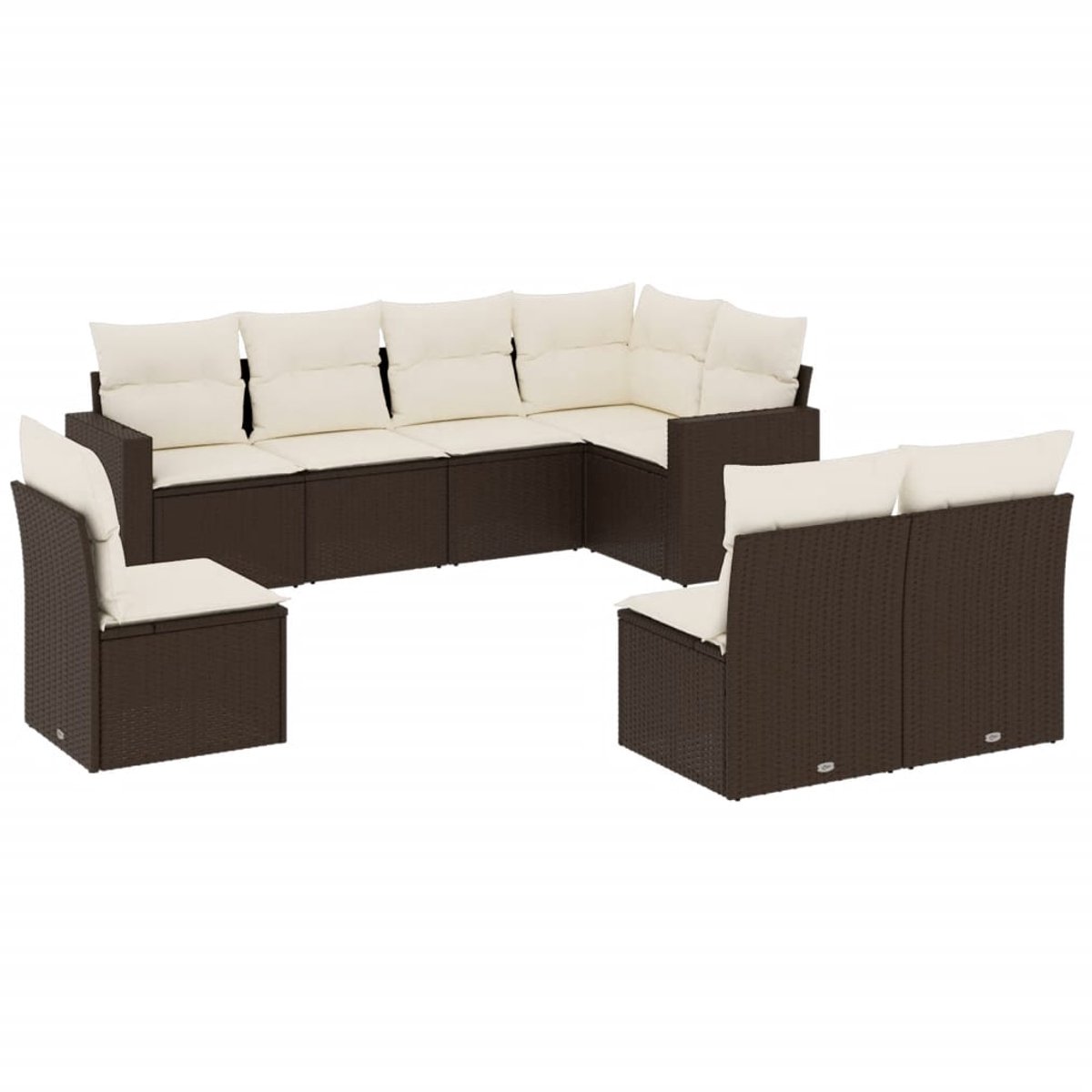 Poly rattan bruine loungeset met kussens voor buiten - The Living Store.