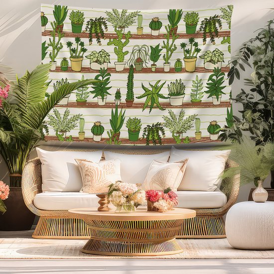Ulticool - Plantes en Pots Cactus Plante Nature - Affiche Tapisserie - 200x150 cm - Groot Tapisserie - Affiche Jardin Tapisserie