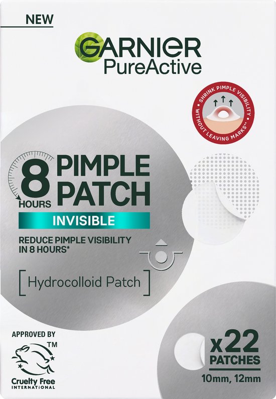 Garnier Pure Active Pimple Patch - Réduit visiblement les boutons - Couche protectrice invisible - 22 patchs
