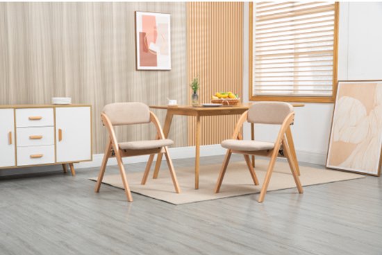 Foto: Homefun vouwstoelen met gepolsterde zittingen houten stapelbare eetstoelen set van 2 met afneembare omslag vouwbaar extra stoel voor gasten keuken kantoor bruiloft feest picknick kaki 