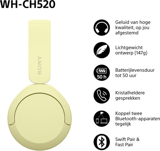 Sony WH-CH520 (Yellow) (4/8)