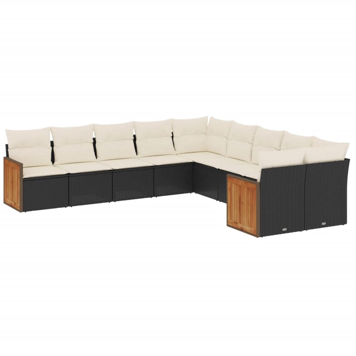 The Living Store 10-delige Loungeset met kussens poly rattan zwart - Loungeset - Tuinset - Poly Rattan - Zwarte Tuinbank - Buitendecoratie