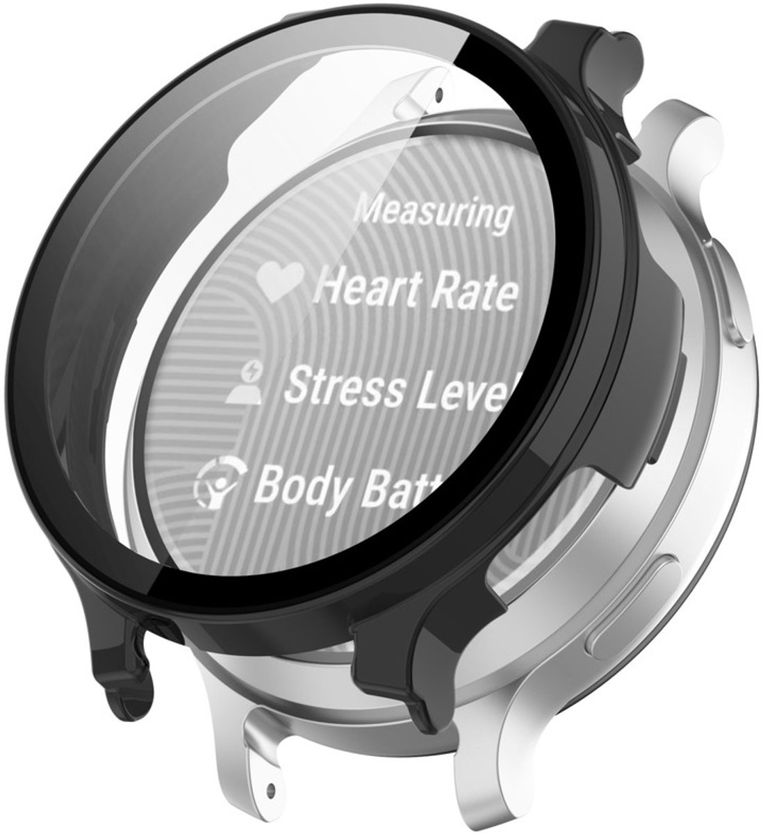 Watch case screenprotector - hoesje - gehard glas - geschikt voor Garmin Lily 2 Active - zwart