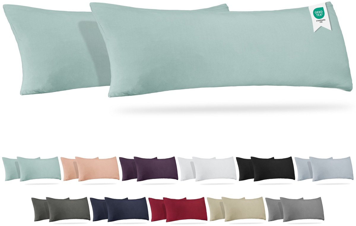 Barbons kussensloop 40x145 set van 2 - Jersey 165 g/m² kussenhoes - 100% Katoen - groen