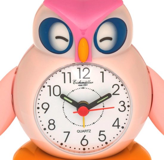 Roze Uil Kinderwekker met Alarm, Snooze en Licht — afbeelding 3
