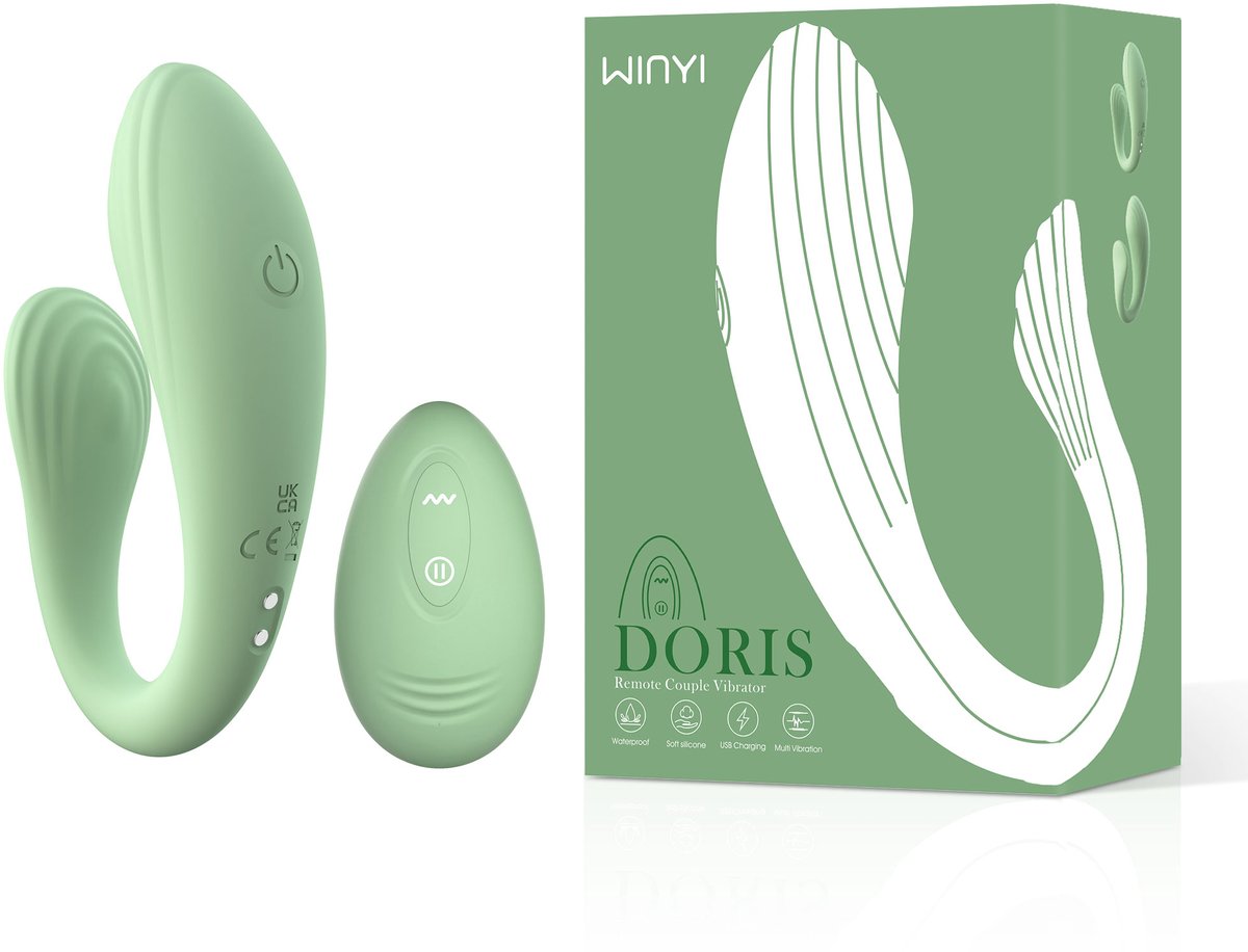 WINYI - Doris - partner vibrator - draagbaar - voor koppels - met afstandsbediening - remote control - oplaadbaar - waterdicht - matcha
