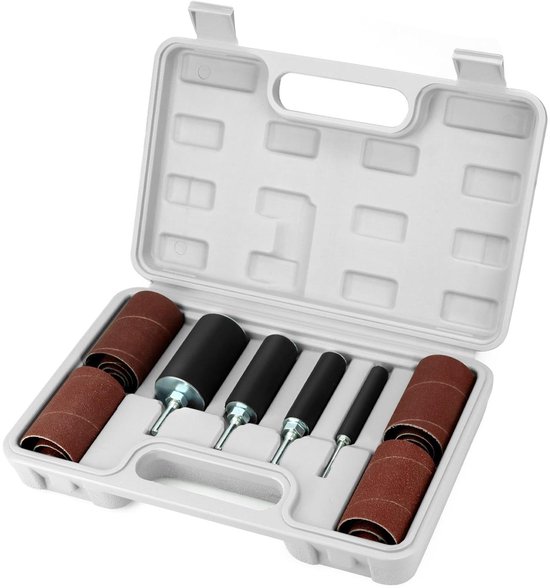 hiltex 10342 Schuurdrumstel | 26-delig | Diverse schuurhulzen en 5 rubberen trommels | 1/2, 3/4, 1, 1-1/2 en 2-inch | Houtbewerking hiltex 10342 Schuurdrumstel | 26-delig | Diverse schuurhulzen en 5 rubberen trommels | 1/2, 3/4, 1, 1-1/2 en 2-inch | Houtbewerking