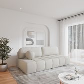 Canapé en bouclé Canapé confortable avec fonction couchage, revêtement élégant en bouclé, canapé avec fonction couchage et espace de rangement, assise rembourrée, avec fonction relax (LxHxP):210x88x104 cm - FLUFFY - Wit (Anthologie 1)
