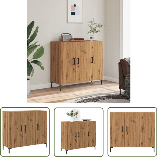 vidaXL Dressoir Artisanaal eiken 33 x 34,5 x 90 cm Bewerkt - Kasten | Dressoirs