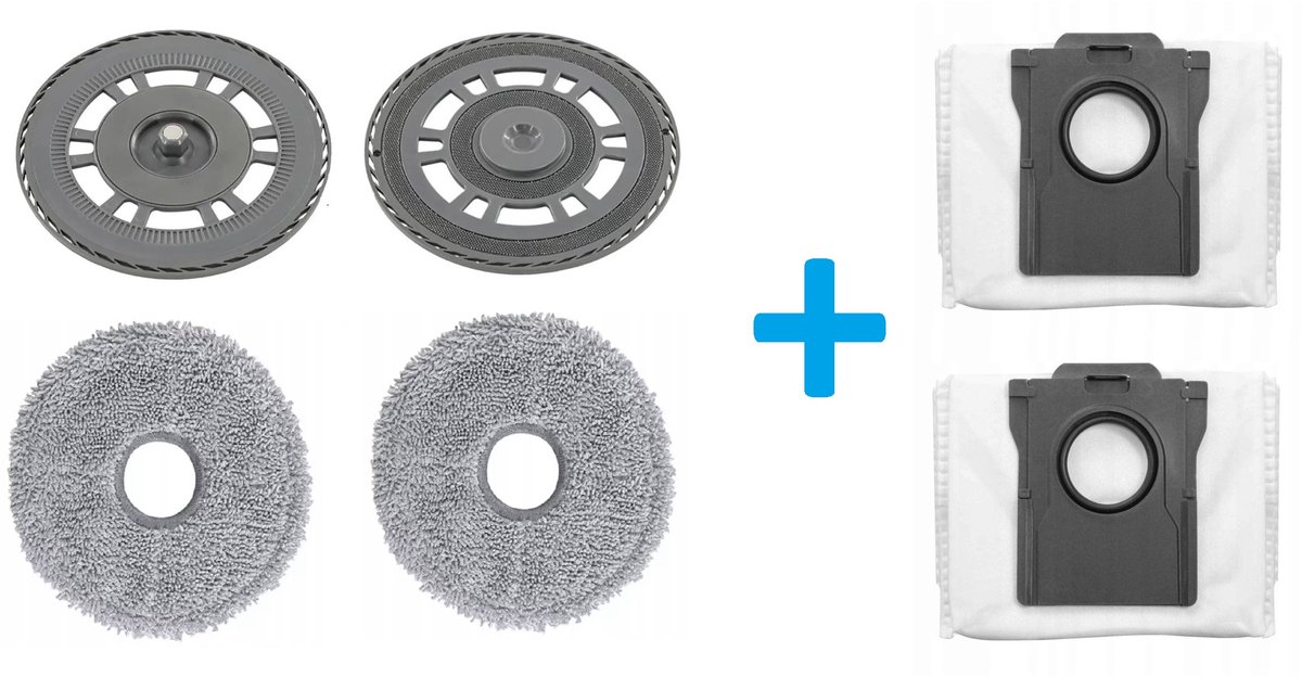 2 x Mop pad houder tray + 2 x mop dweildoek + 2 x stofzuigerzak compatibel met Dreame X30 / X40 / Ultra L10s ULTRA PRO HEAT - Hoogwaardige vervanging