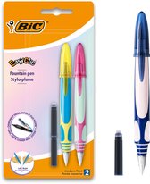 BIC EasyClic Hervulbare Vulpen met blauwe inkt - Ergonomische grip - punt 0.3 mm - Pak van 2 vulpennen en twee navullingen