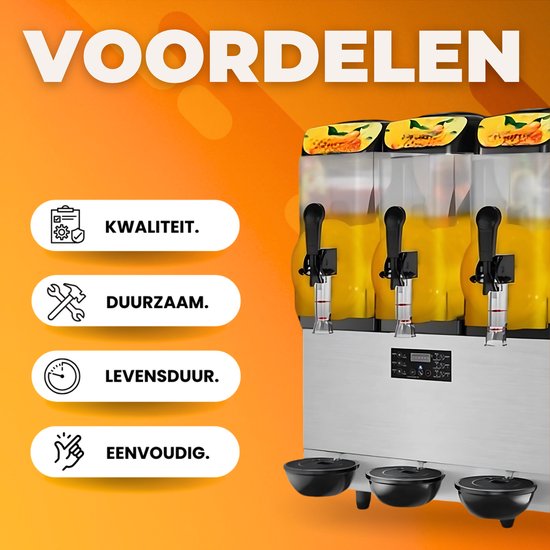 Slushy Machine - slush puppy maker- Ijsmachine- 1100W - RVS Smoothiemaker - Frozen Drink Maker 36L van Orange Donkey — afbeelding 2