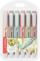 STABILO swing cool - Markeerstift - NatureCOLORS - Etui 6 Stuks - Met 6 Verschillende Kleuren