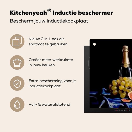KitchenYeah® Protection plaque induction 95x50 cm - Champagne - Luxe - Huîtres - Protege plaque de cuisson - Couvre plaque induction - Protecteur d'induction - Cuisine