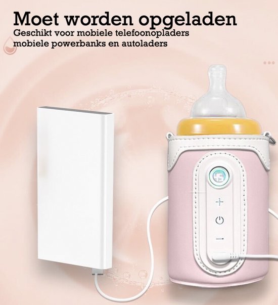 KYDDOI Flessenwarmer - Flessenwarmer onderweg - 40°C tot 65°C 26 versnellingen - moet opladen, via auto-energie, mobiele telefoonoplader, mobiele powerbank - Groen van Merkloos — afbeelding 5