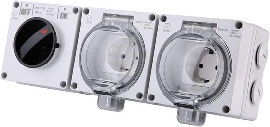 AYYDS Buitenstopcontact met USB-aansluiting IP66 weerbestendig, tuinstopcontact opbouw, beschermd contact voor binnen en buiten met klepdeksel