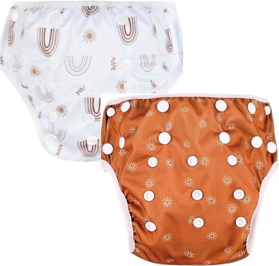 BonBini’s® Verstelbare Wasbare Zwemluiers 2-pack – herbruikbare luiers (3–15 kg) met anti-lek design