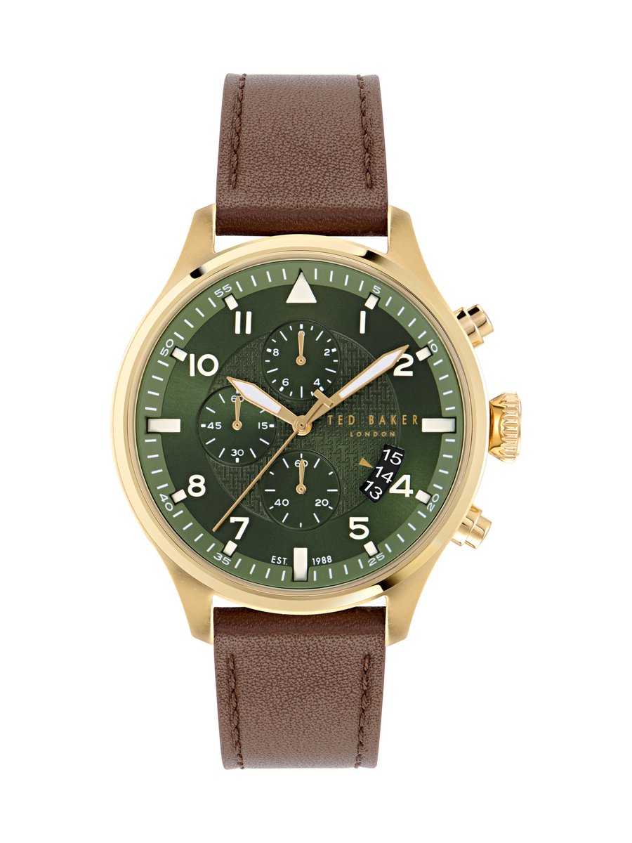 Ted Baker Fulmaar Kwarts Analoog Horloge Bruin Groen Case: 100% Stainless Steel | Armband: 100% Leather 44 BKPFMF401W0, BKPFMF404W0, BKPFMF408W0