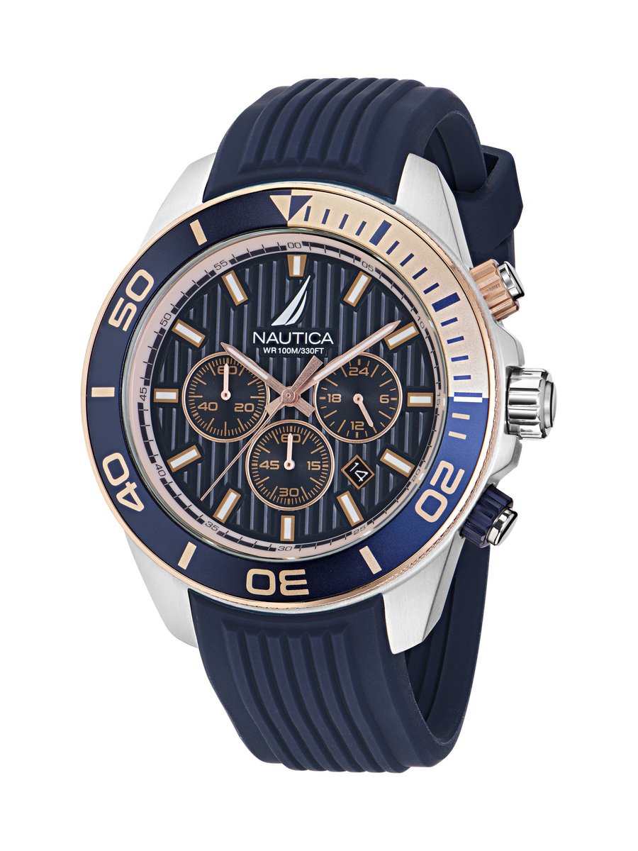 Nautica Nautica One Analoog Horloge Blauw Case: 100% Stainless Steel | Armband: 100% Silicone 48 mm NAPNOF304