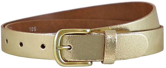Landley Dames Riem Leer Metallic Goud – Breedte 3 cm – Leren Vrouwen Riem - Lengte totaal 110 cm / Riemmaat 95