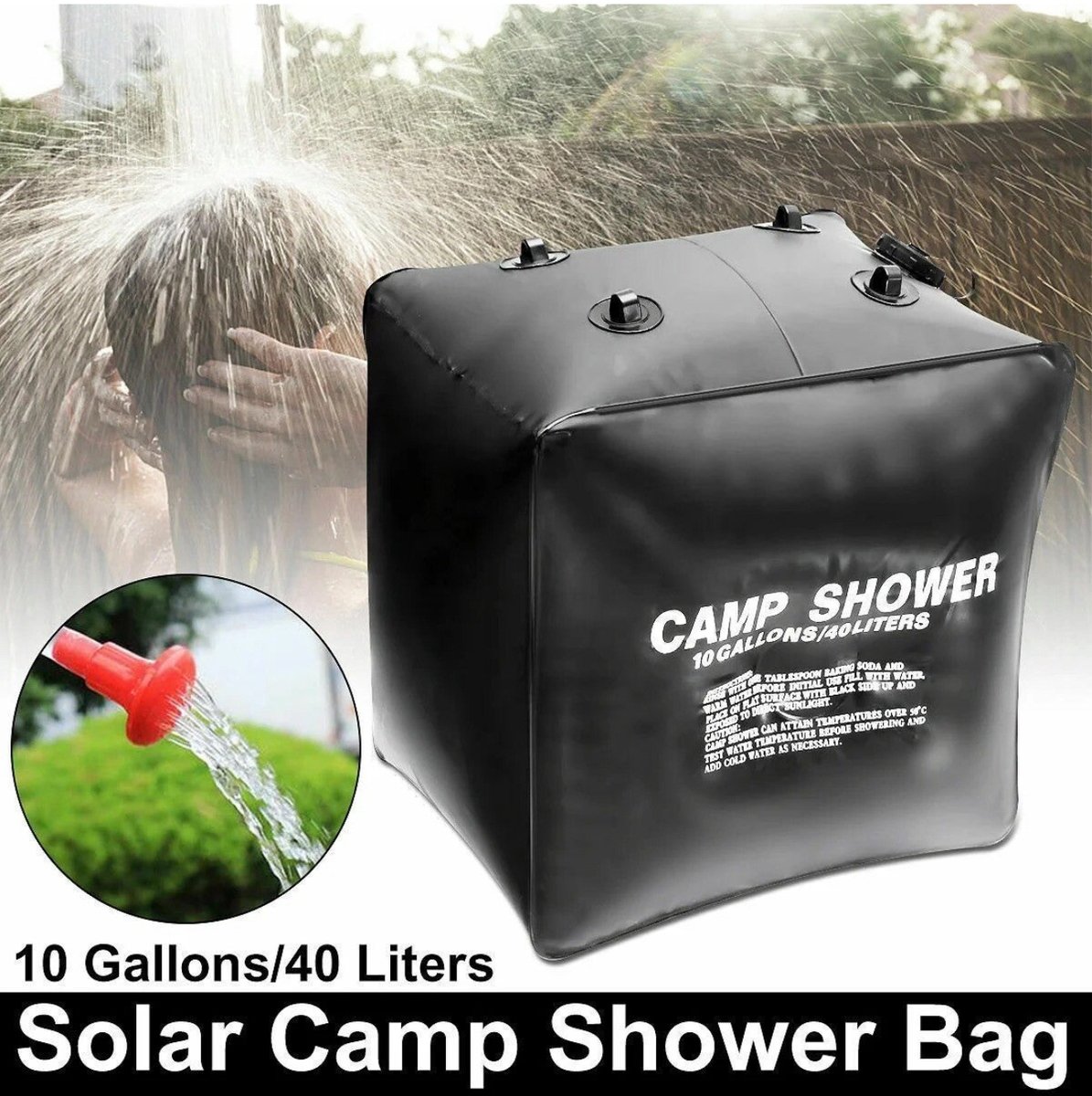 J-TRADE Campingdouche - Draagbare Solar Campingdouche – 40 Liter | Opvouwbare Buitendouche van PVC | Ideaal voor Kamperen, Tuin of Strand
