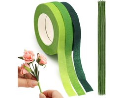 3 rollen bloemenlint - zelfklevend - Flower Tape - wikkeltape voor bloemisten - Bloementape - floral tape groen - zelfklevende bloemistenband - florist tape - bloemendraad