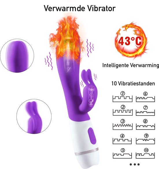 EZlove - Vibromasseur lapin chauffant avec 10 modes de vibration en  Siliconen souple... | bol