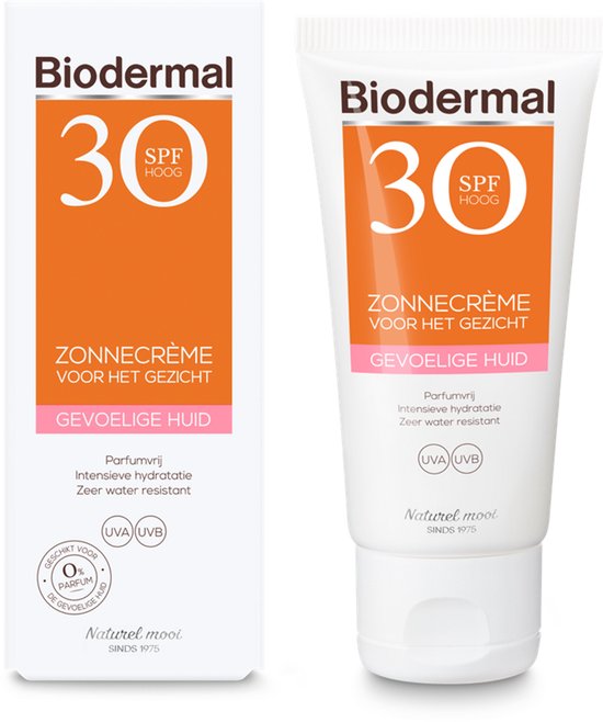 Biodermal Zonnecreme voor de Gevoelige huid - SPF 30 - 50ml - Zonnecreme voor het gezicht