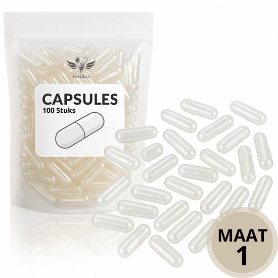 Vestifex® Capsules Vides Taille 1 - 100 Pièces - Gélatine - Capsules - Végétarien