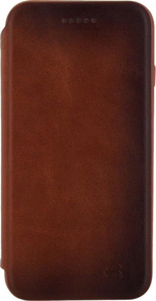 Senza Desire Skinny Leren Bookcase Hoesje - Geschikt voor Apple iPhone Xs - Burned Cognac