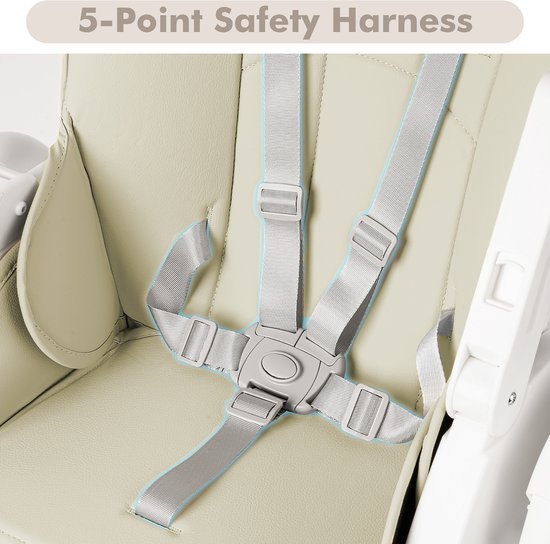 Opvouwbare Baby Hoogstoel - Kinderstoel Met Verstelbare Zitplaats en Wielen - Beige — afbeelding 4