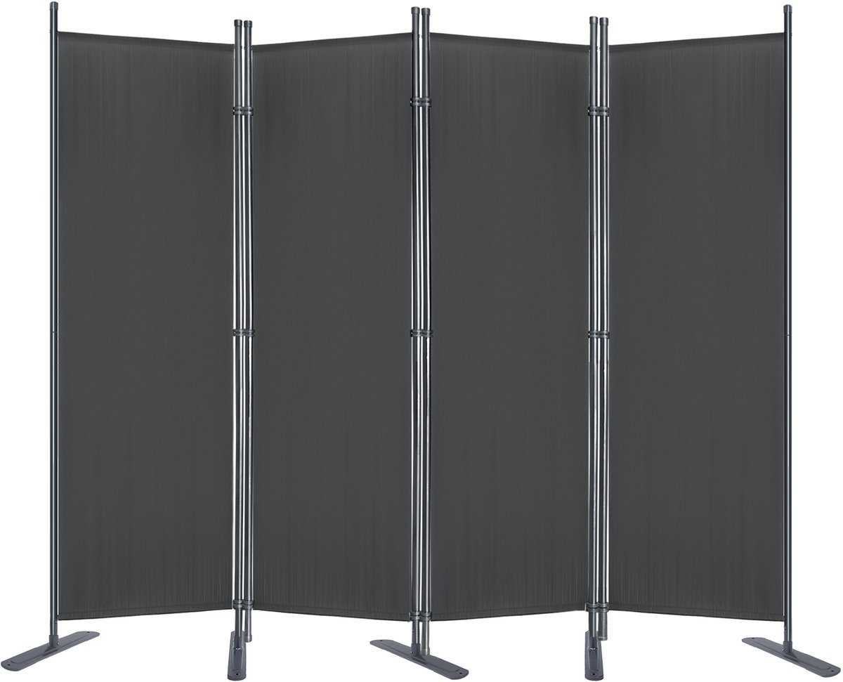 Aufun 4 delige Scherm Privacywand 225x180 cm verstelbaar Stellwand Kamerscherm voor kantoor en balkon Antraciet