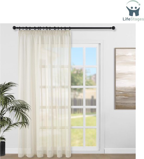 PONY DANCE Buitengordijnen van Oxford, Waterdicht Geschikt voor Balkons, Terrassen, Tuinen, met Ringen,140B x 240H cm (2 Panelen),Biscotti Beige