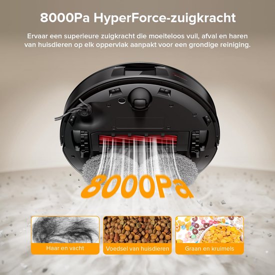 Roborock QV 35A robotstofzuiger - 8000Pa - met dweilfunctie - anti-verstrengeling - Dual Liftable Spinning Mops - Reactive Tech Obstacle Avoidance - Zelfreinigend - 2,7 L stofzak - 4 L watertank - Qrevo Plus/Qrevo upgrade