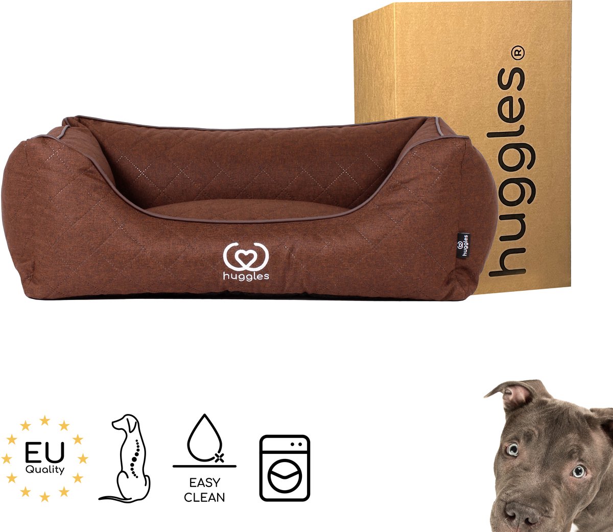 Huggles Savana Hondenmand - Hondenkussen Hondenbed Mand voor honden - XL 120 cm - Bruin
