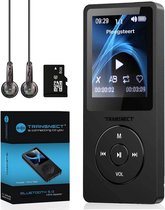 Transnect® - MP3 Speler/MP4 - Bluetooth - 8GB Geheugen- Ondersteuning tot 128 GB - HiFi Oordopjes - Zwart