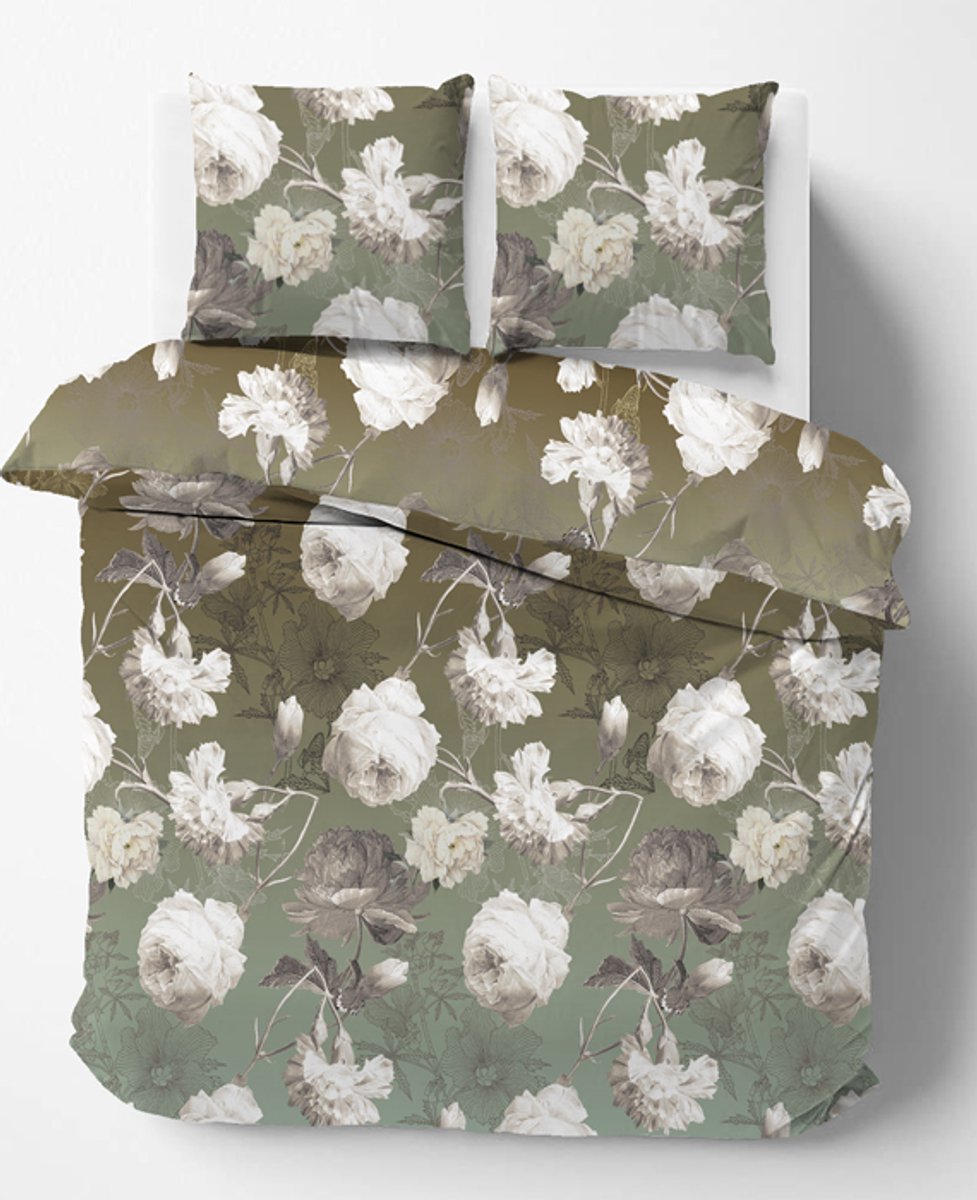 iSleep Dekbedovertrek Aafke - Litsjumeaux XL - 260x200/220 cm - Groen