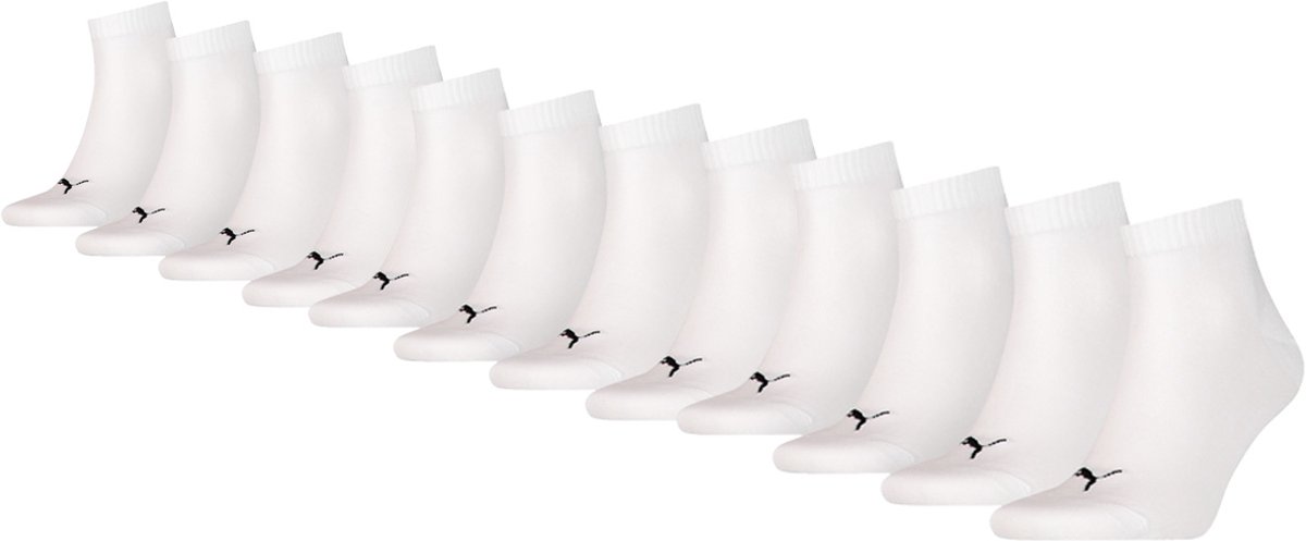 Puma Quartersokken Plain Enkelsokken 12 paar Wit