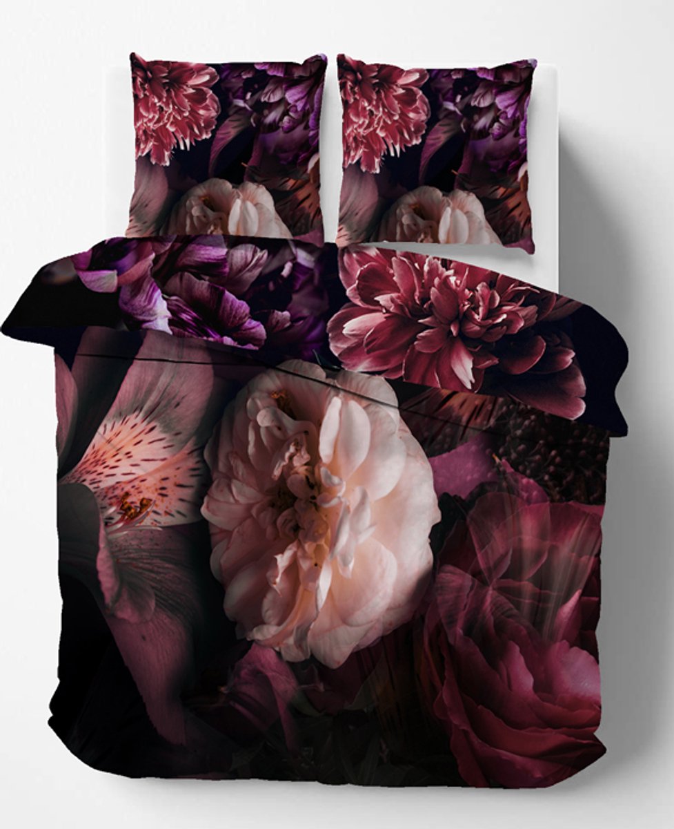 iSleep Dekbedovertrek Jolijn - Eenpersoons - 140x200/220 cm - Aubergine