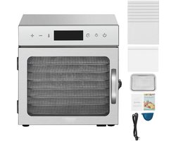 Drogingsapparaat – 8 Roestvrijstalen Schalen, 400W Elektrische Dörrautomat met Instelbare Temperatuur en 24-Uur Timer, Ideaal voor Drogen van Gedroogd Vlees, Vlees, Fruit, Groenten, Kruiden en Hondensnacks