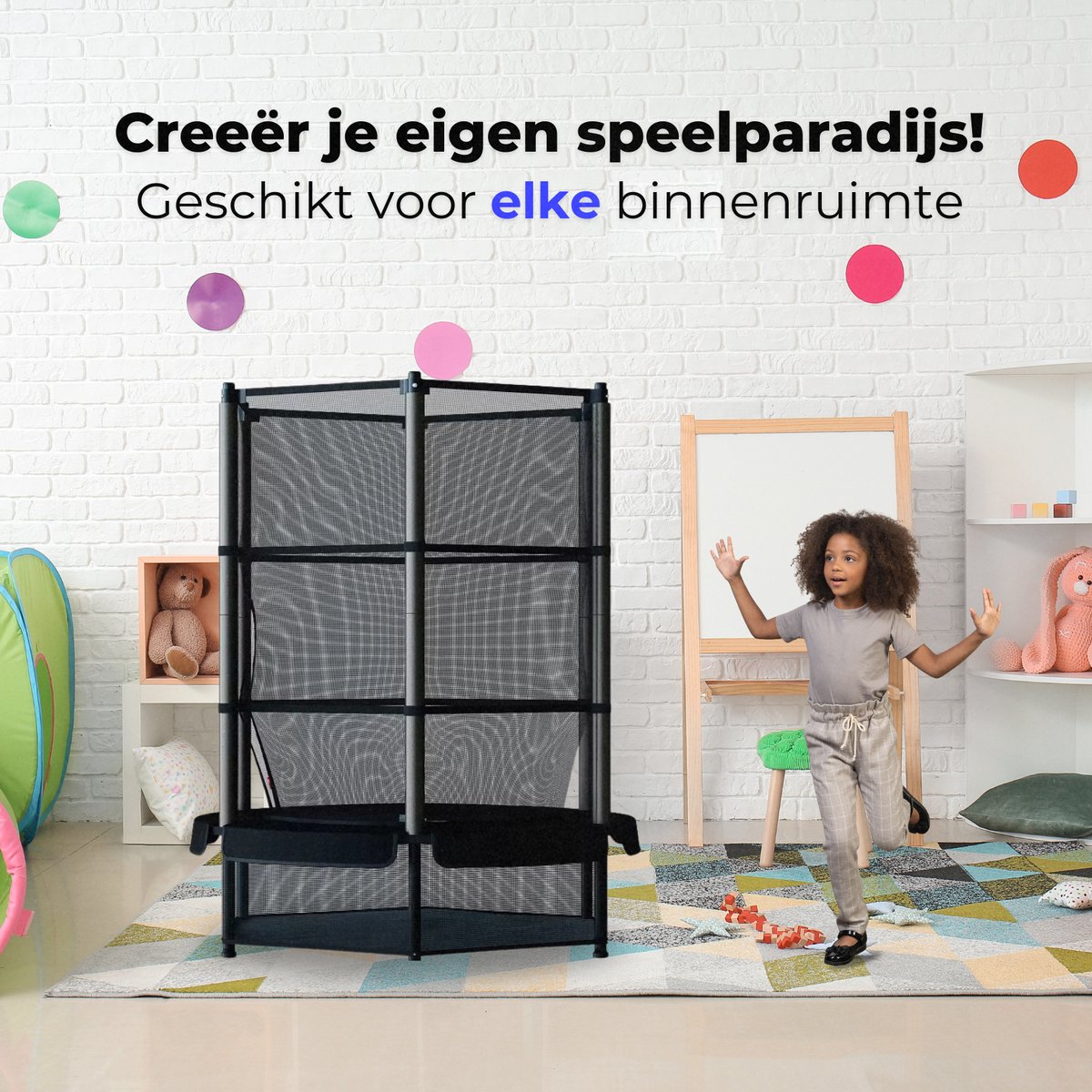 RocketJump LF14 Trampoline - Inclusief veiligheidsnet - Kindertrampoline 140 cm - Zwart — afbeelding 3