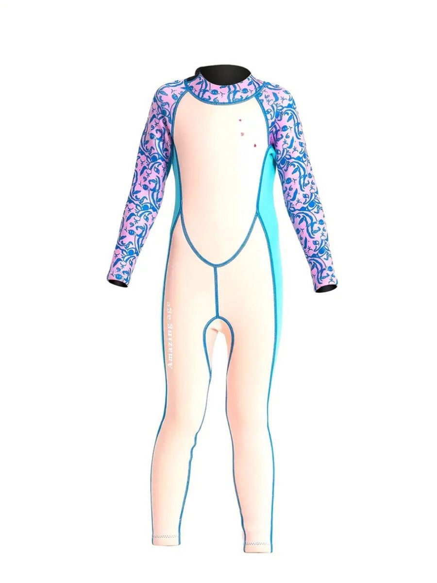 Livano Wetsuit Kinderen Swimsuit Shorty Surfpak Duikpak Lange Mouw Zwemsuit – 3-4y Paars